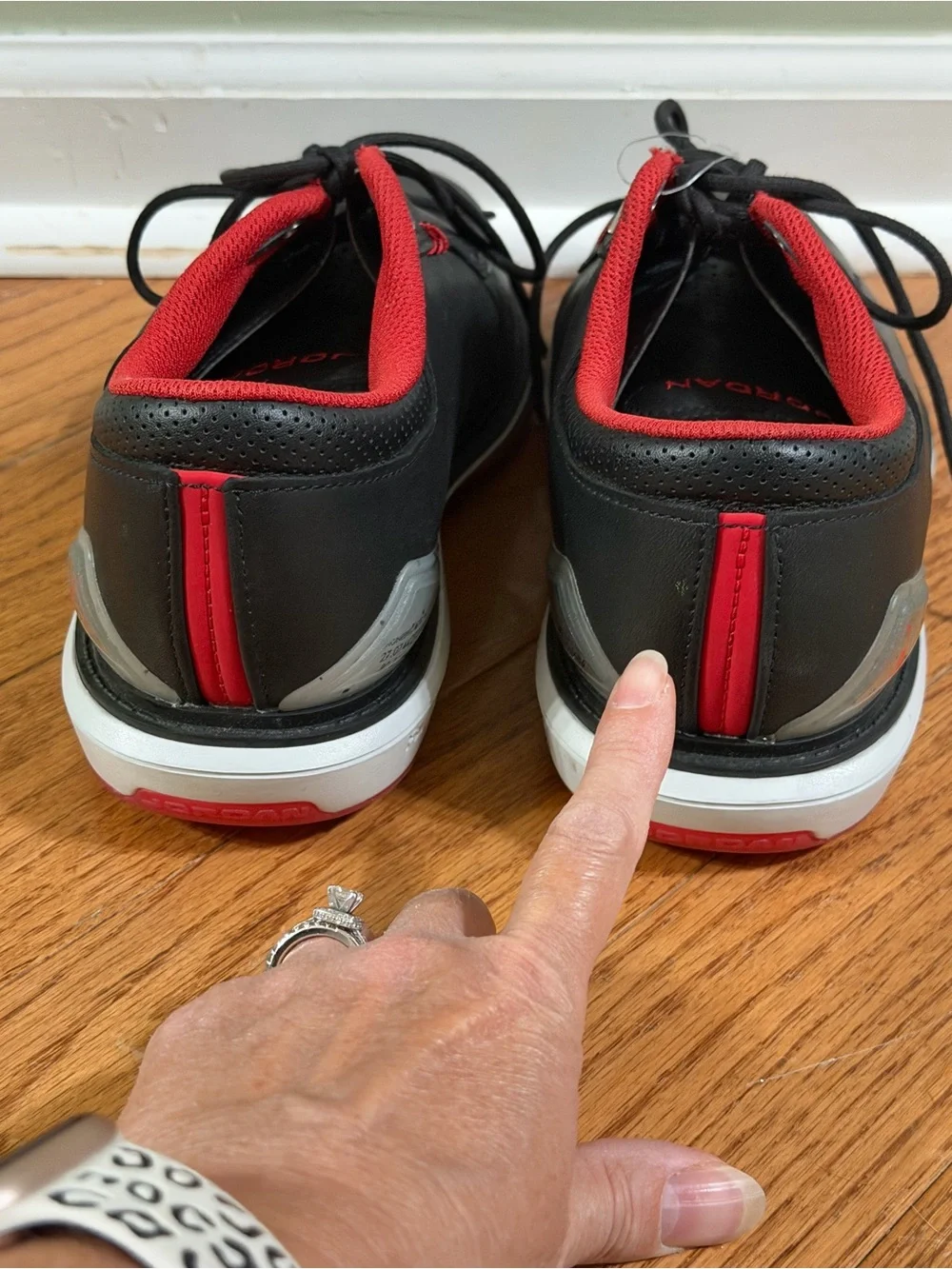 Jordan Men’s Black and Red Athletic Golf Shoes